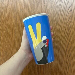Starbucks peace sign ceramic travel mug